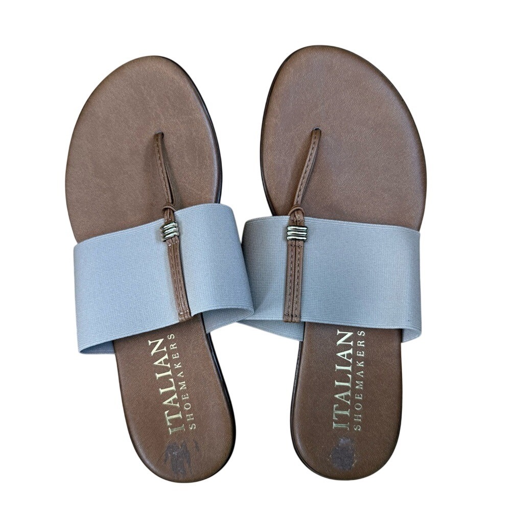 Italian Shoemaker Neutral Tan Strappy Slide Sandals Made in Italy Size 8.5